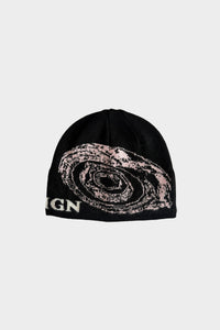 FFUJJI x Foreign Vintage Spiral Beanie Noir Rose Snow - Japanese mountain collab hiking beanie front view