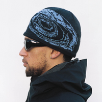 FFUJJI Spiral Beanie Arctic Blue lookbook - Mountain-inspired streetwear for outdoor adventurers