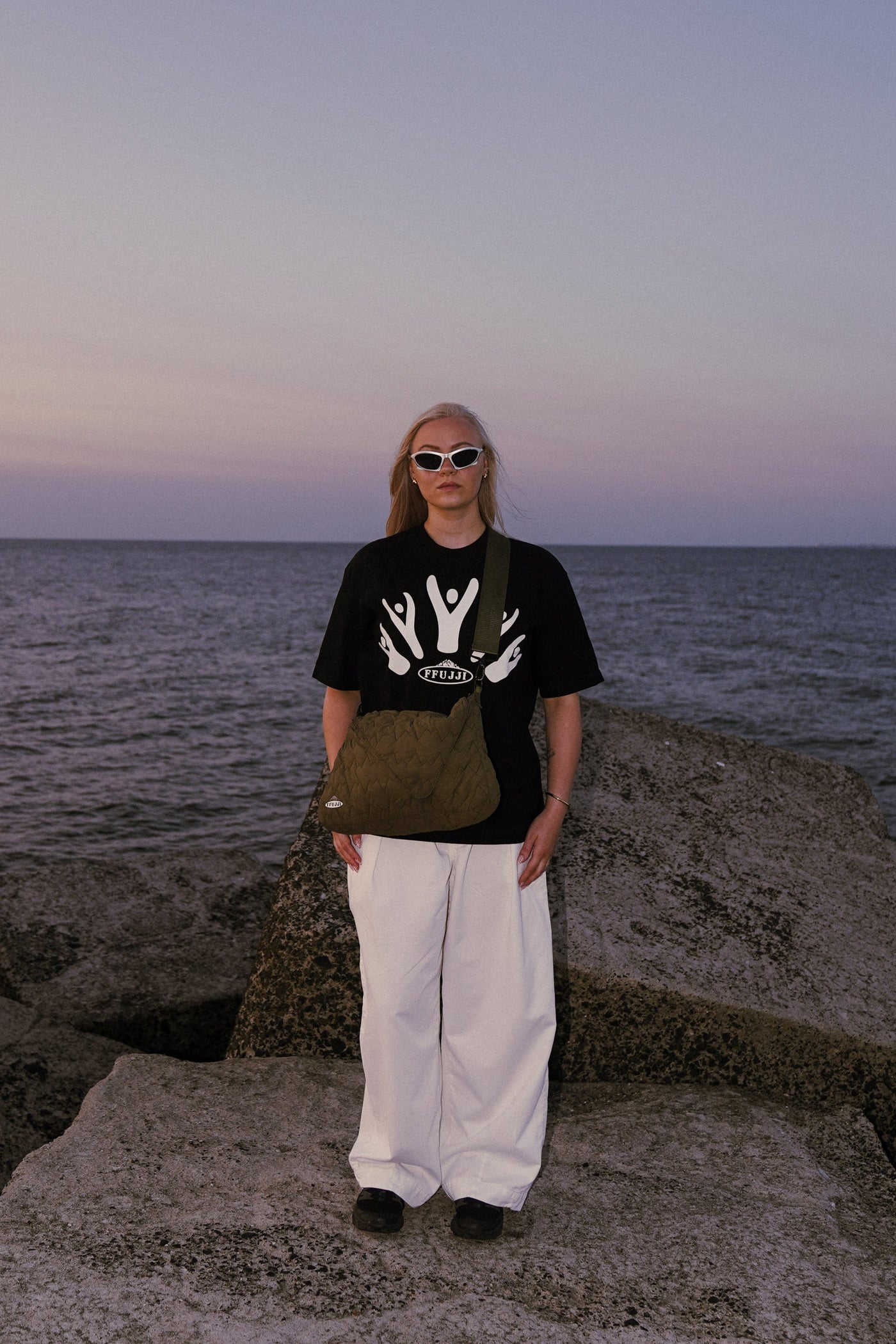 FFUJJI Communal T-Shirt Black lookbook - Mt Fuji inspired outdoor adventure community tee