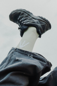 FFUJJI Triad Socks Stone Grey lookbook - Japanese-inspired outdoor lifestyle hiking socks